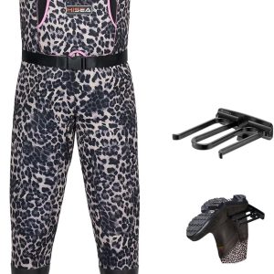 HISEA Womens Chest Waders, 4.5mm Neoprene Leopard Hunting Wader for Women with 400G Insulated Boots, Waterproof Fishing Wader