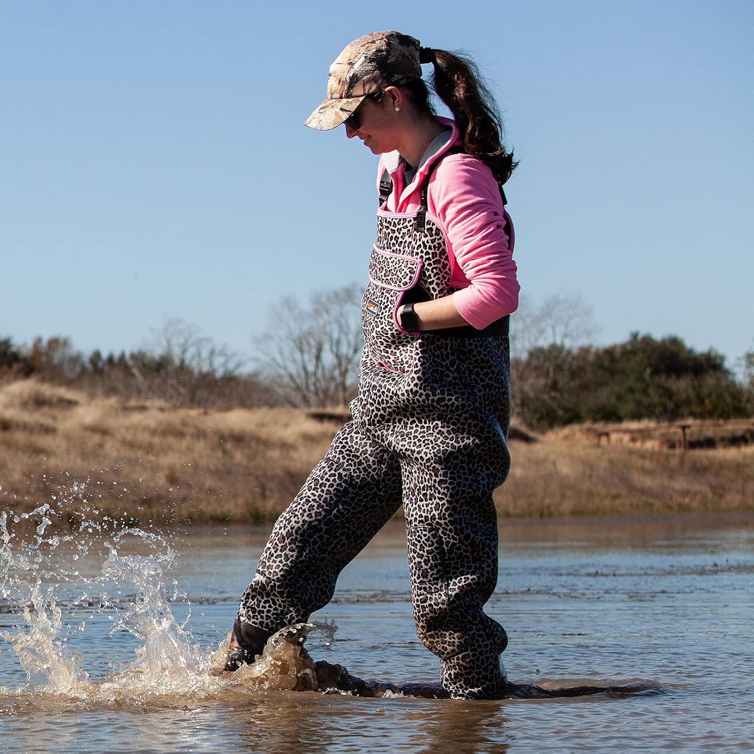 HISEA Womens Chest Waders, 4.5mm Neoprene Leopard Hunting Wader for Women with 400G Insulated Boots, Waterproof Fishing Wader - Image 5