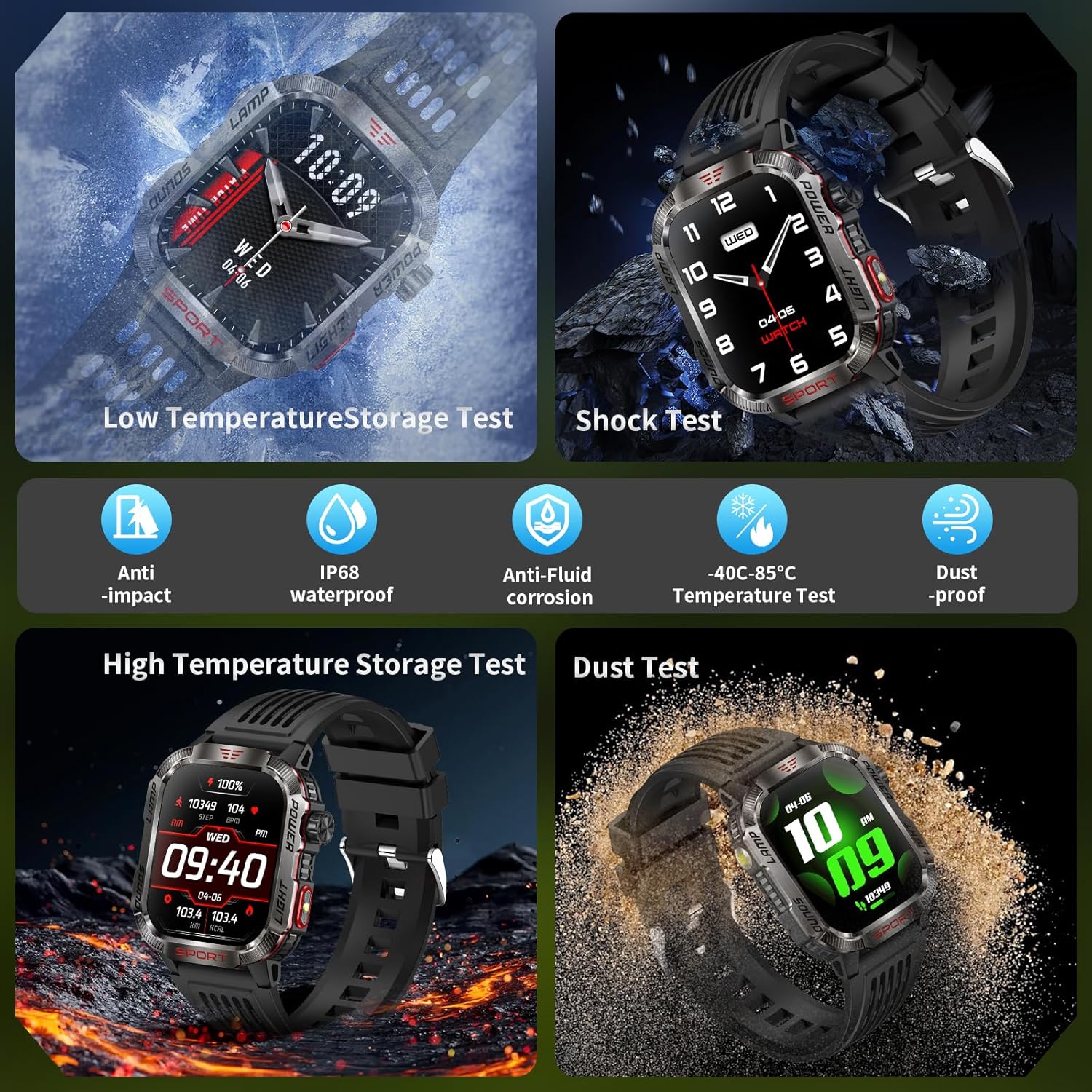 Military Smart Watches for Men - 40 Days Battery Life, Compass & Flashlight - 2.01'' HD IP68 Waterproof Smart Watch, Fitness Tracker with Call, Heart Rate, Sleep Monitor,100+ Sport Modes - Image 2