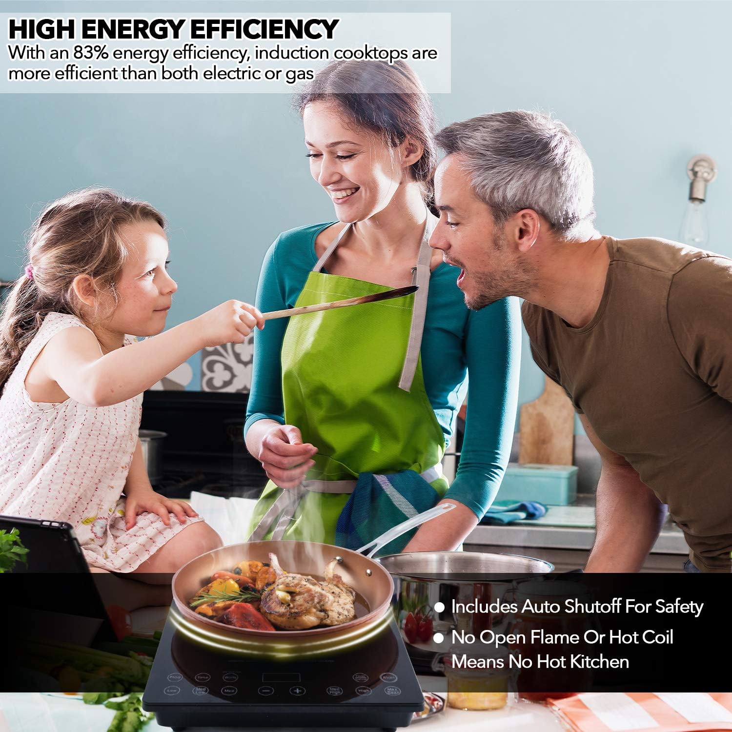 Nuwave Pro Chef Induction Cooktop, NSF-Certified, Commercial-Grade, Portable, Powerful 1800W, Large 8” Heating Coil, 94 Temp Settings 100°F - 575°F in 5°F, Shatter-Proof Ceramic Glass Surface - Image 3