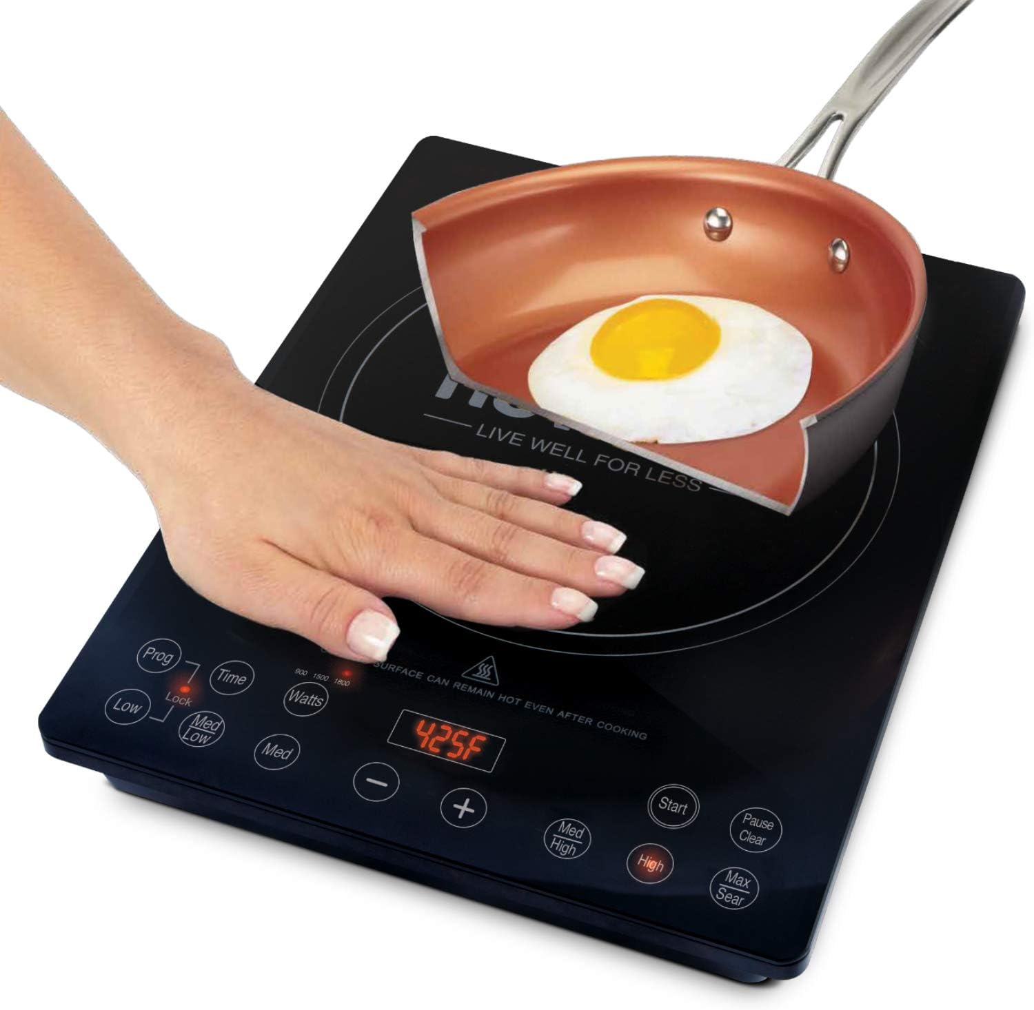 Nuwave Pro Chef Induction Cooktop, NSF-Certified, Commercial-Grade, Portable, Powerful 1800W, Large 8” Heating Coil, 94 Temp Settings 100°F - 575°F in 5°F, Shatter-Proof Ceramic Glass Surface - Image 6
