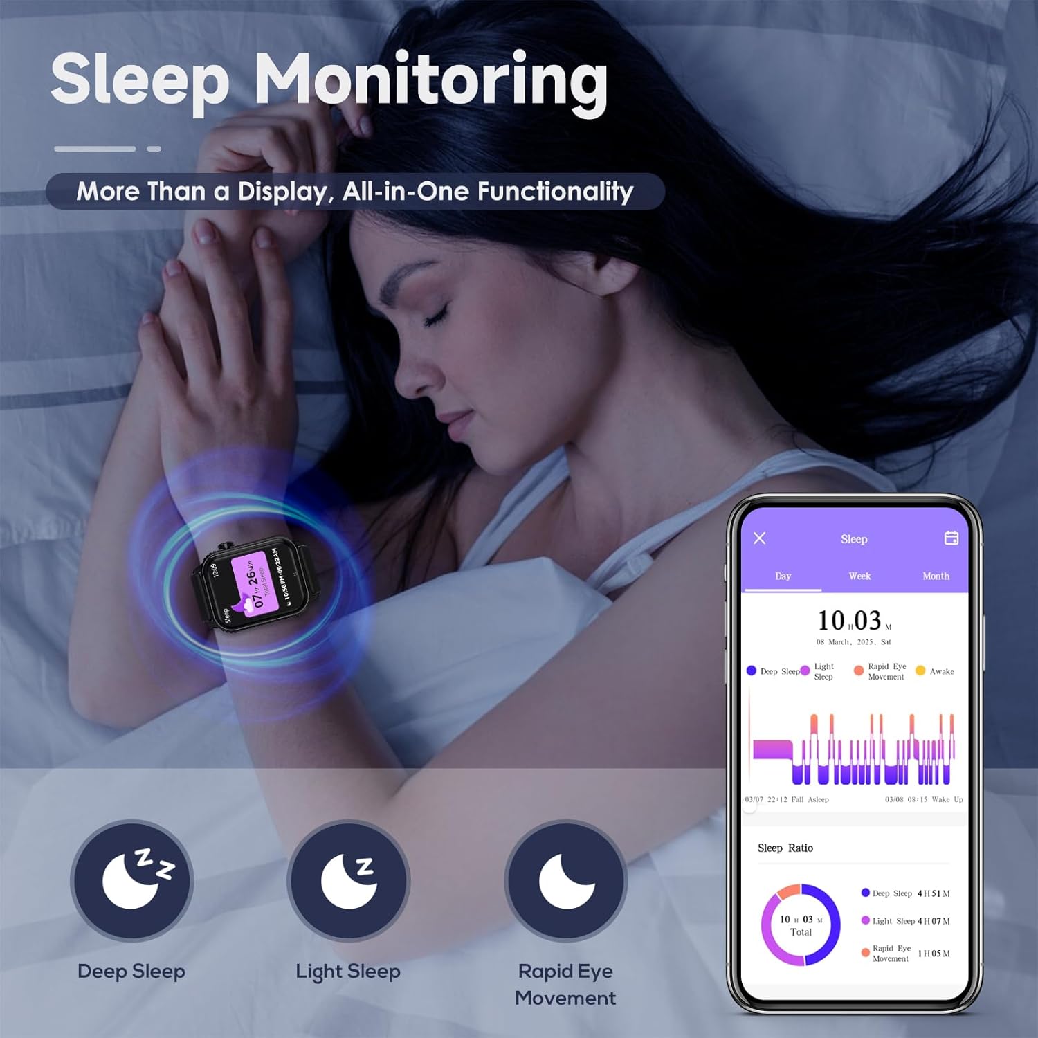 Smart Watches for Women Men, 1.83" HD Smartwatch with 120 Sports Modes, Heart Rate/Sleep Monitor, IP67 Waterproof, Bluetooth Call & Music Control - Image 6